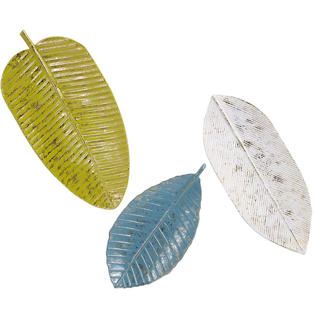 Palm Beach Leaf Tray Wall Decor (Set of 3)