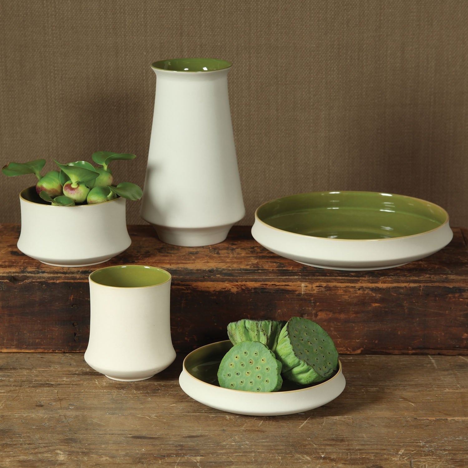 Meadow Ceramic Vase White/Green
