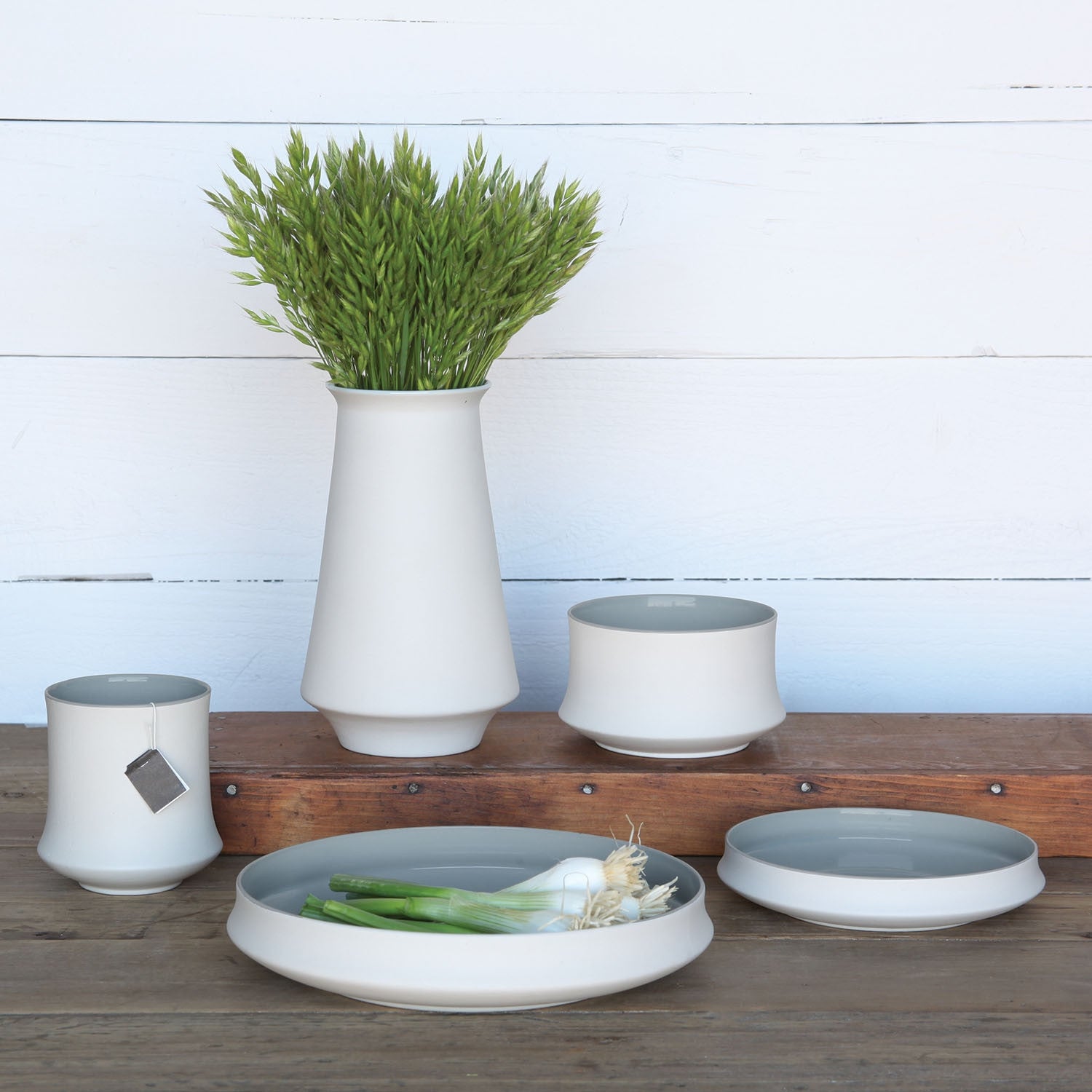 Pacific Ceramic Vase White/Gray