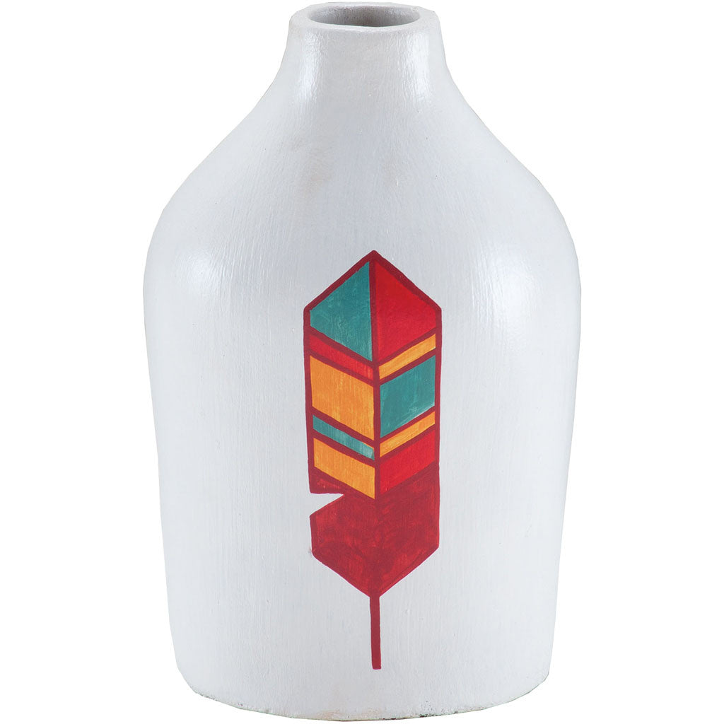 Hawk Feather Hand Painted Vase