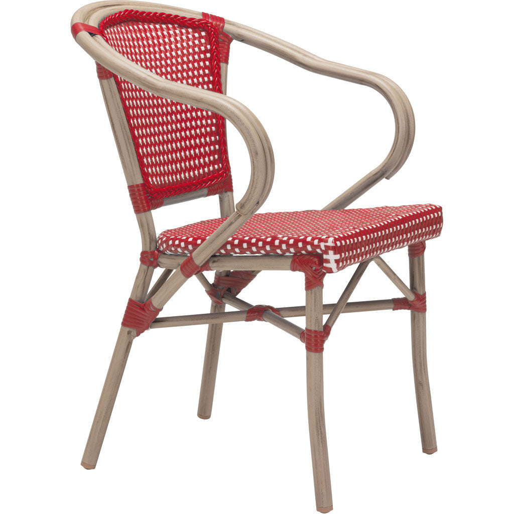 Parisian Dining Arm Chair Red &amp; White (Set of 2)