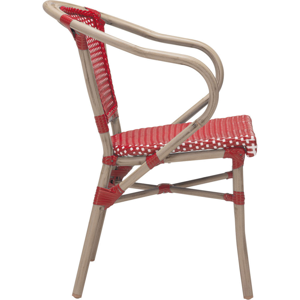 Parisian Dining Arm Chair Red & White (Set of 2)