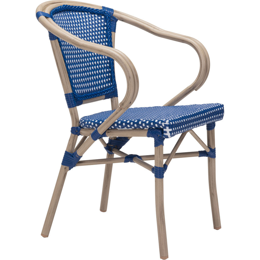 Parisian Dining Arm Chair Navy Blue &amp; White (Set of 2)