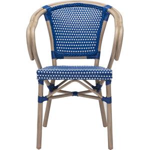 Parisian Dining Arm Chair Navy Blue & White (Set of 2)