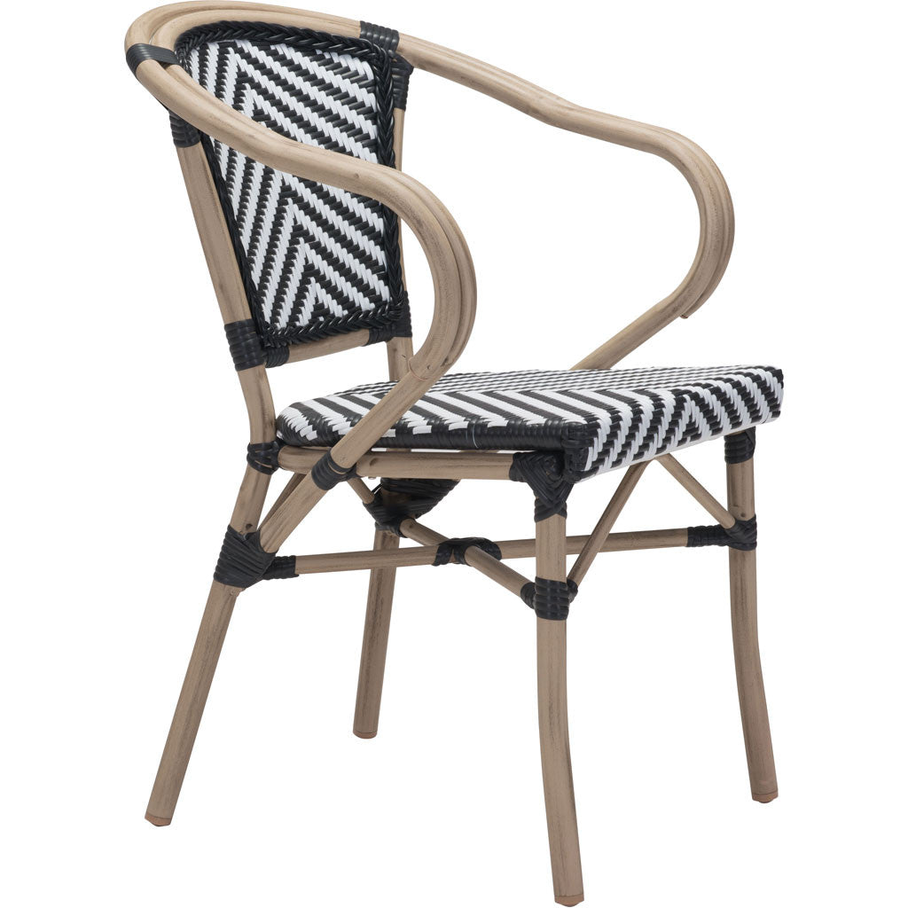 Parisian Dining Arm Chair Black &amp; White (Set of 2)