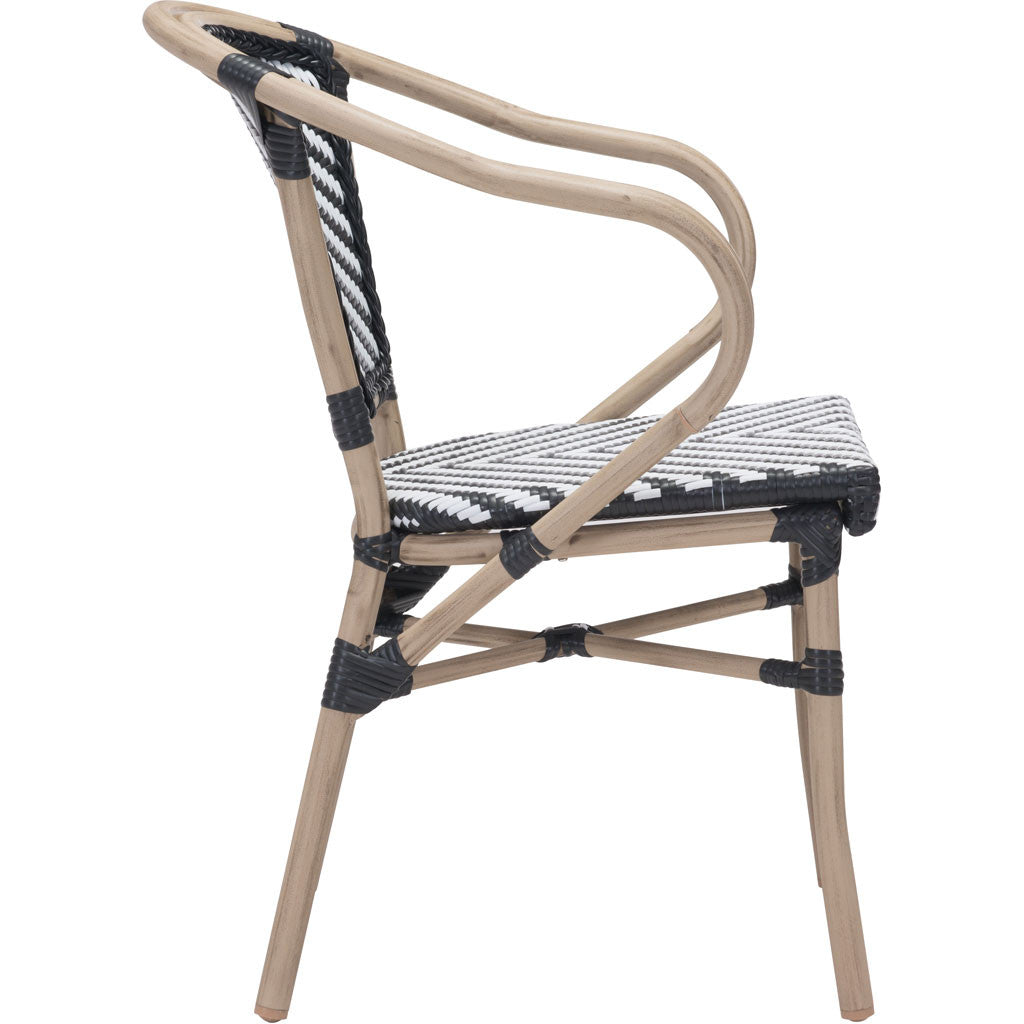 Parisian Dining Arm Chair Black & White (Set of 2)