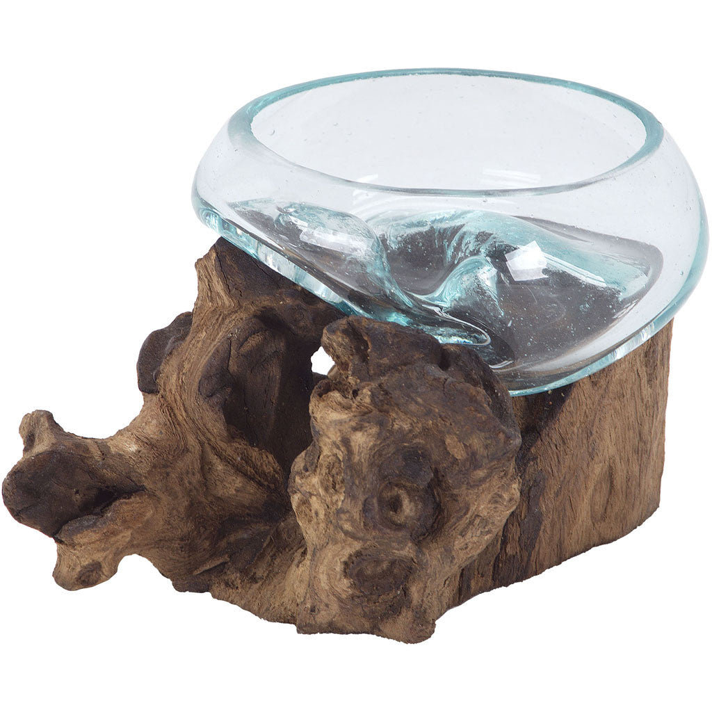 Joy Teak Root/Glass Vessel Short