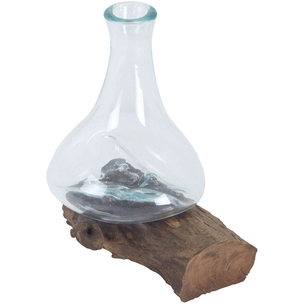 Joy Teak Root/Glass Vessel Tall