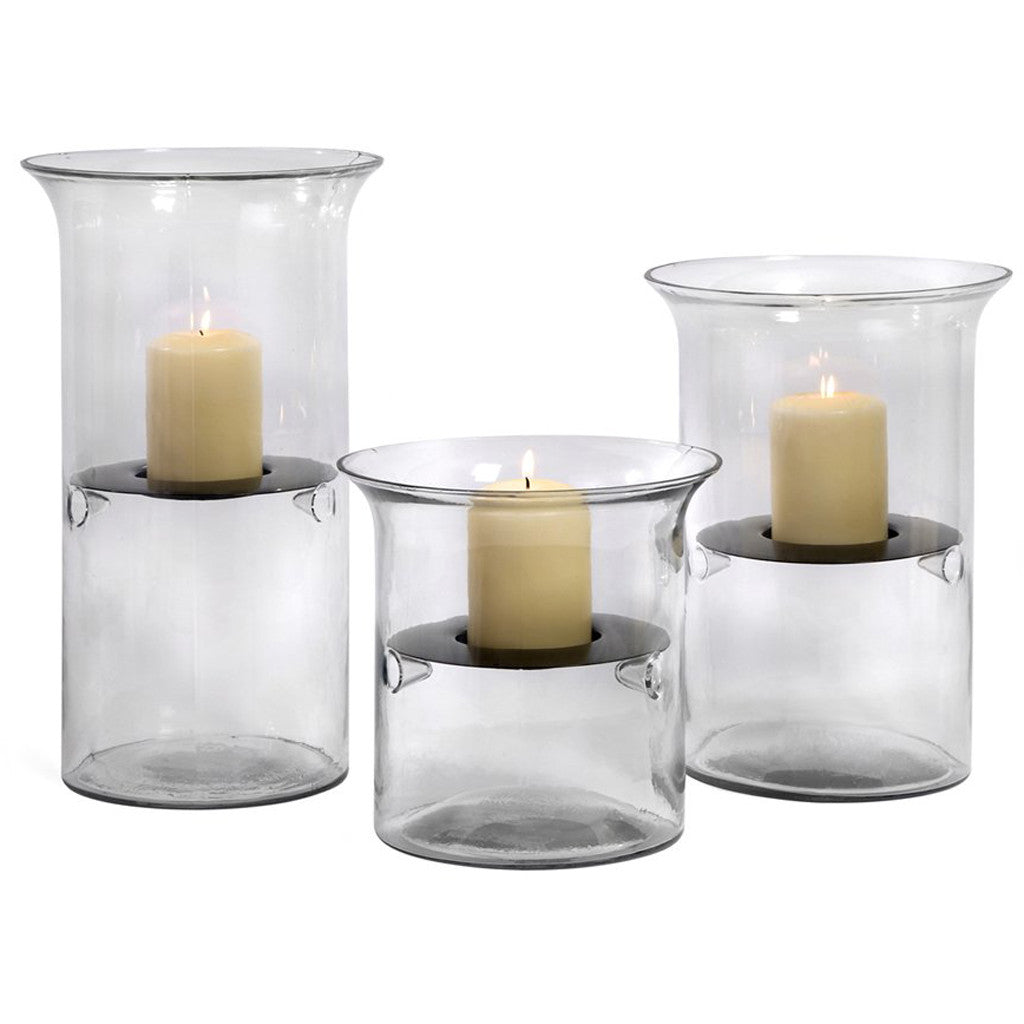 Glass and Iron T-Lite Holders (Set of 3)