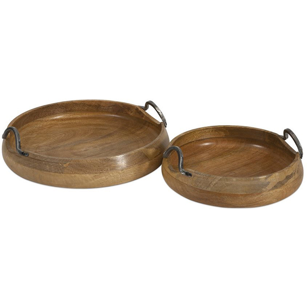 Vigo Round Wood Trays (Set of 2)