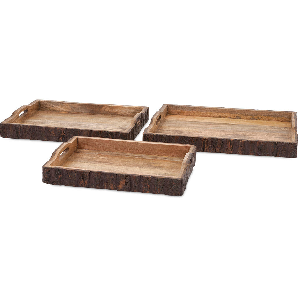 Nandi Wood Bark Serving Trays (Set of 3)