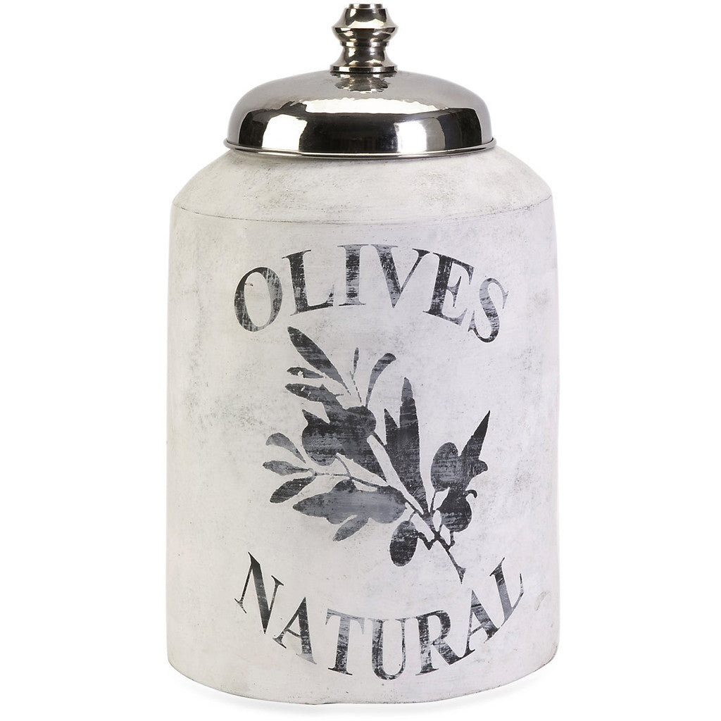 Small Olive Jar w/ Nickel Lid
