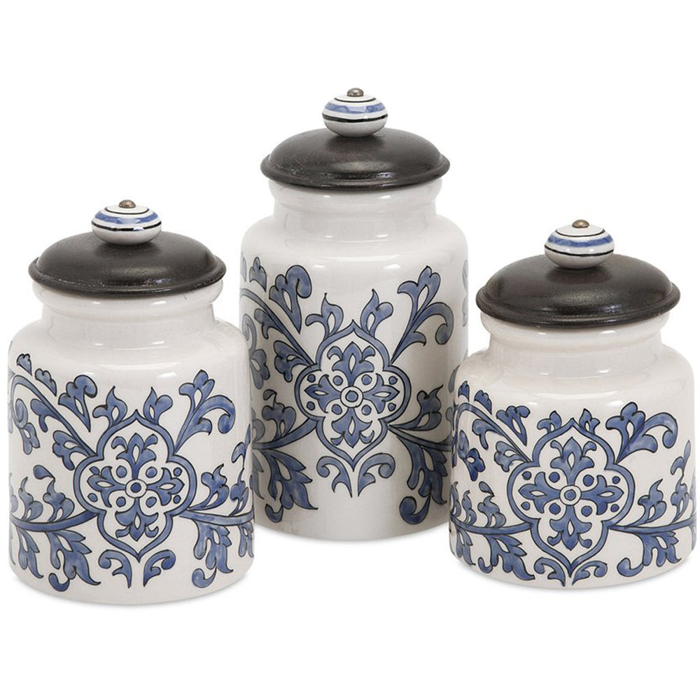 Vermillion Hand-Painted Canisters (Set of 3) - Froy.com