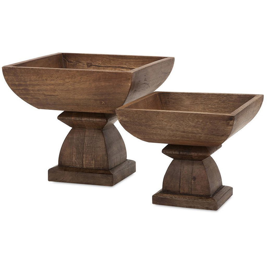 Jerome Wood Pedestal Bowls (Set of 2)