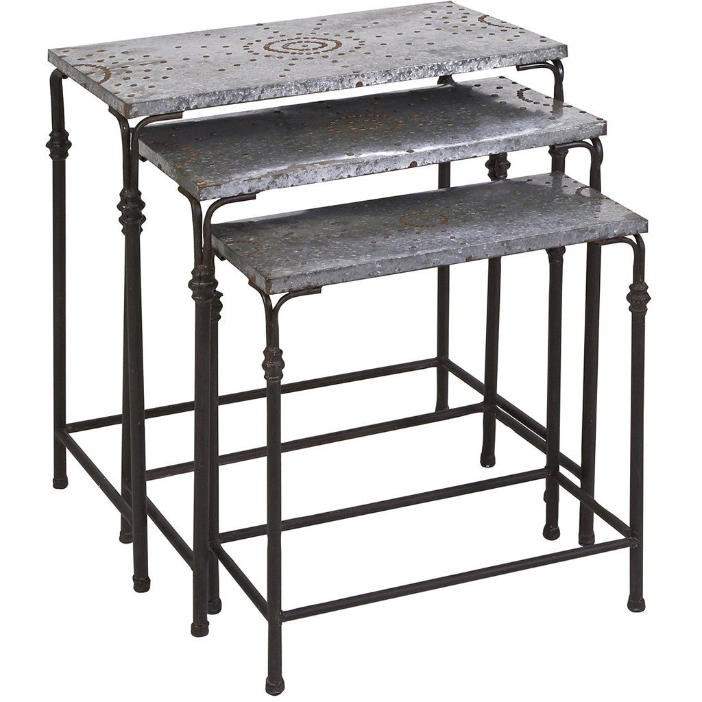 Gulf 3-Piece Galvanized Nesting Tables