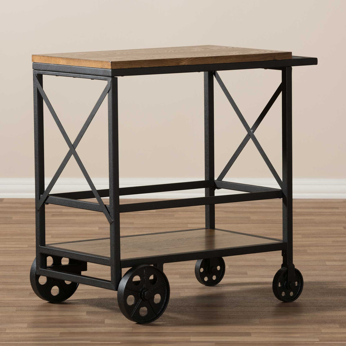 Charlie Mobile Serving Cart Oak/Black