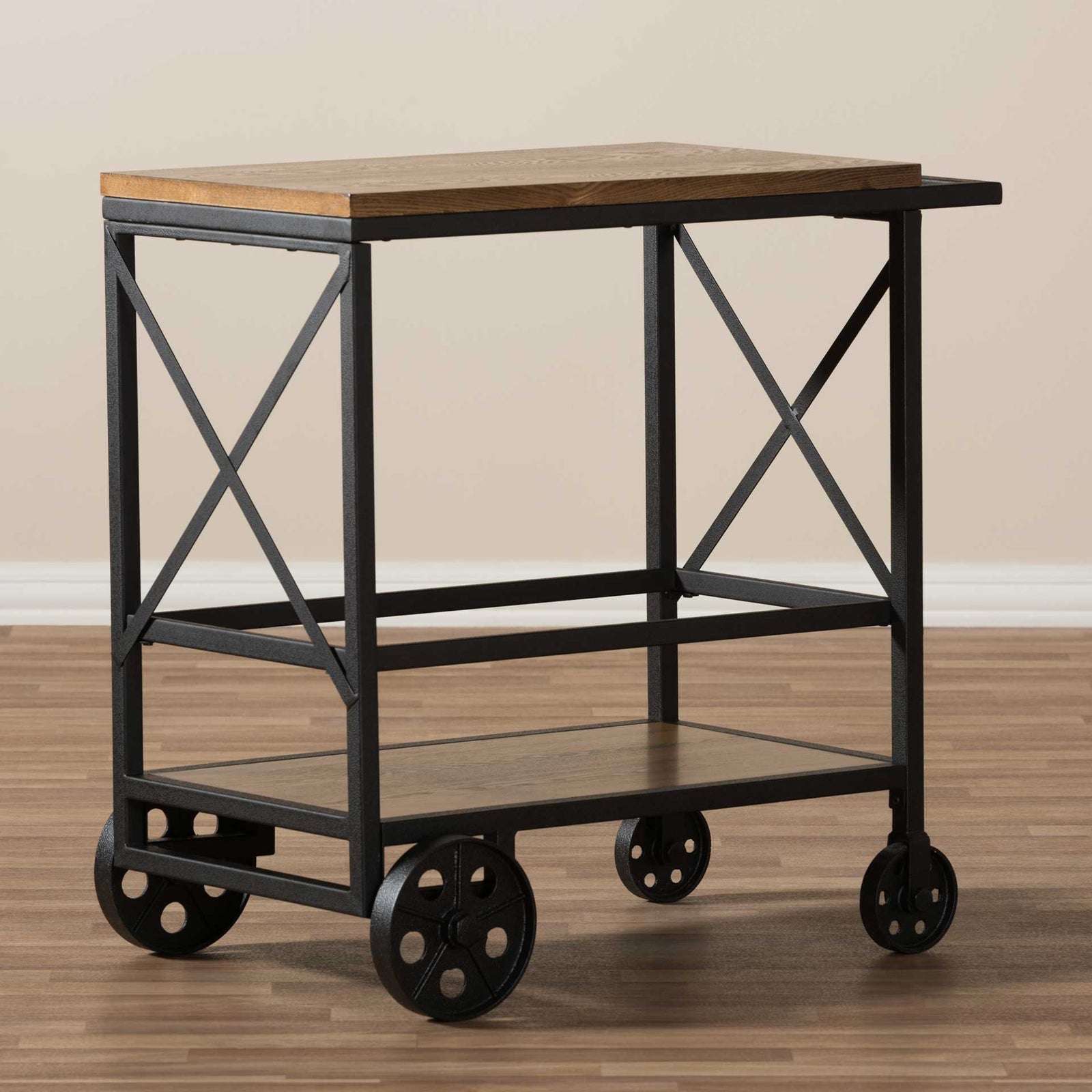 Charlie Mobile Serving Cart Oak/Black