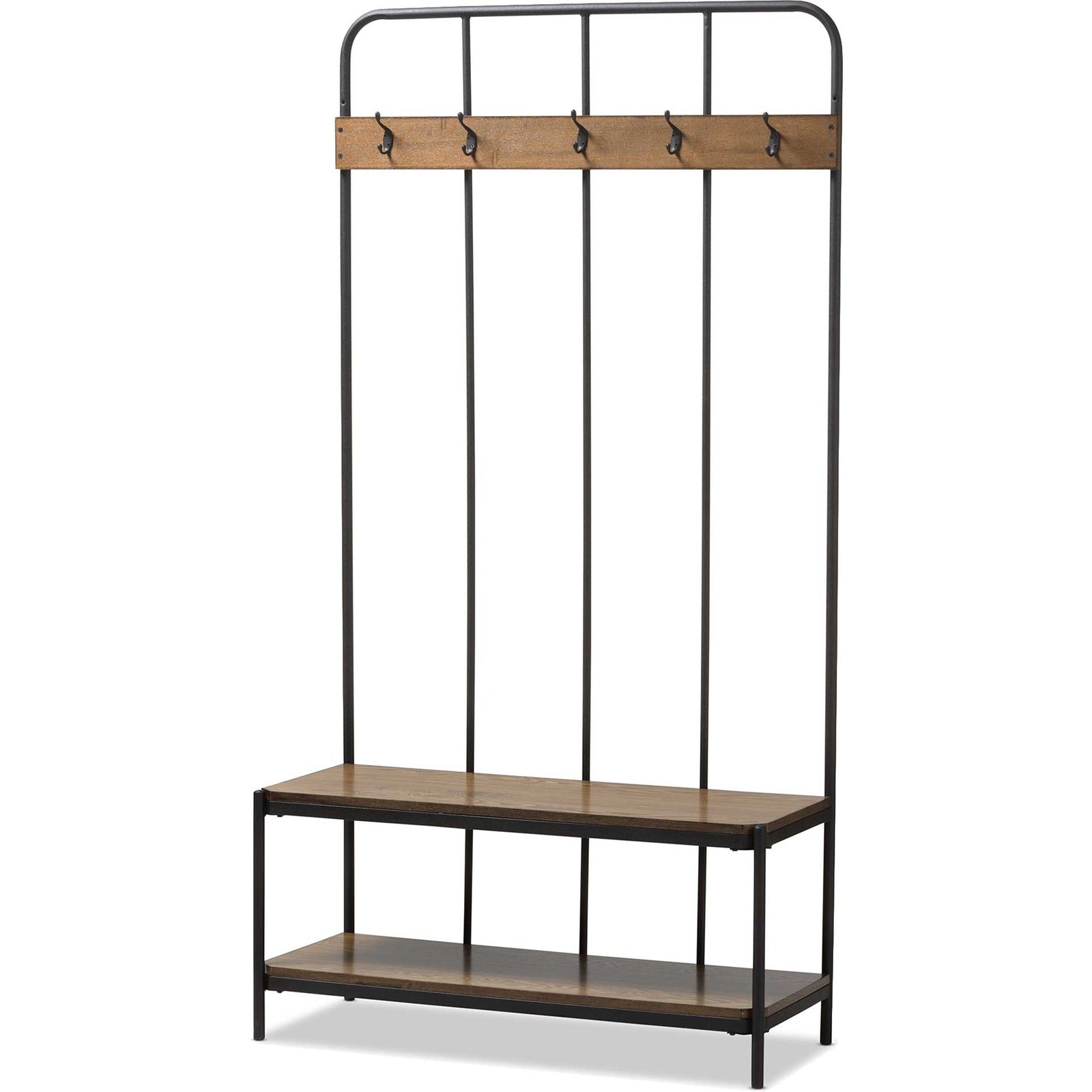 Humaira Entryway Hall Tree Hanger Black/Walnut