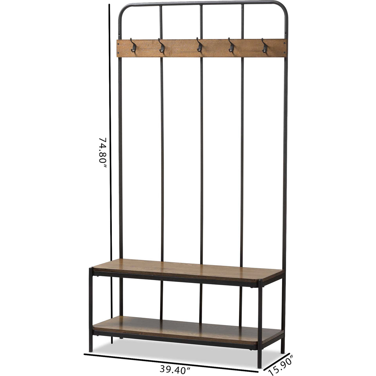 Humaira Entryway Hall Tree Hanger Black/Walnut