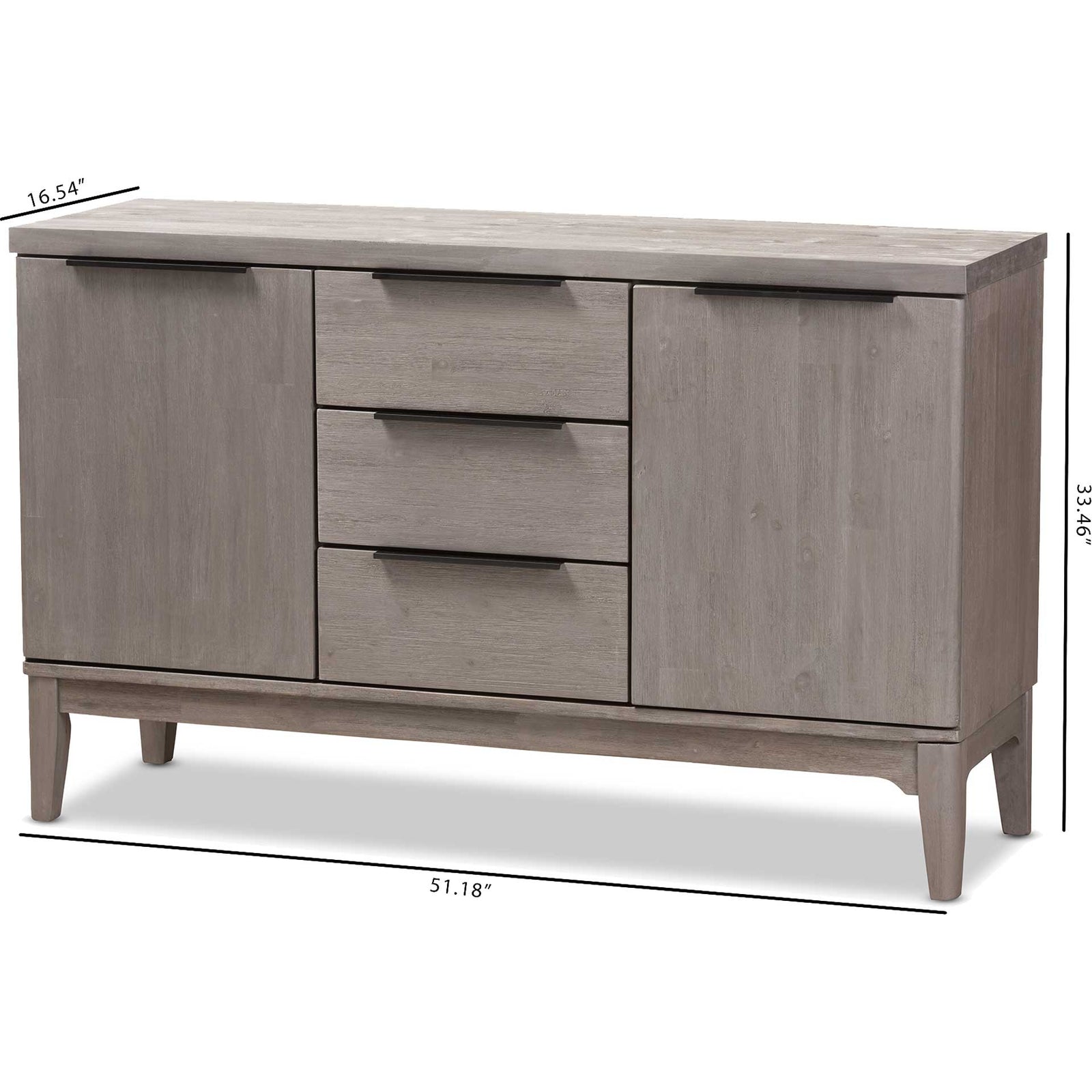 Naarah 3-Drawer Sideboard Platinum Gray