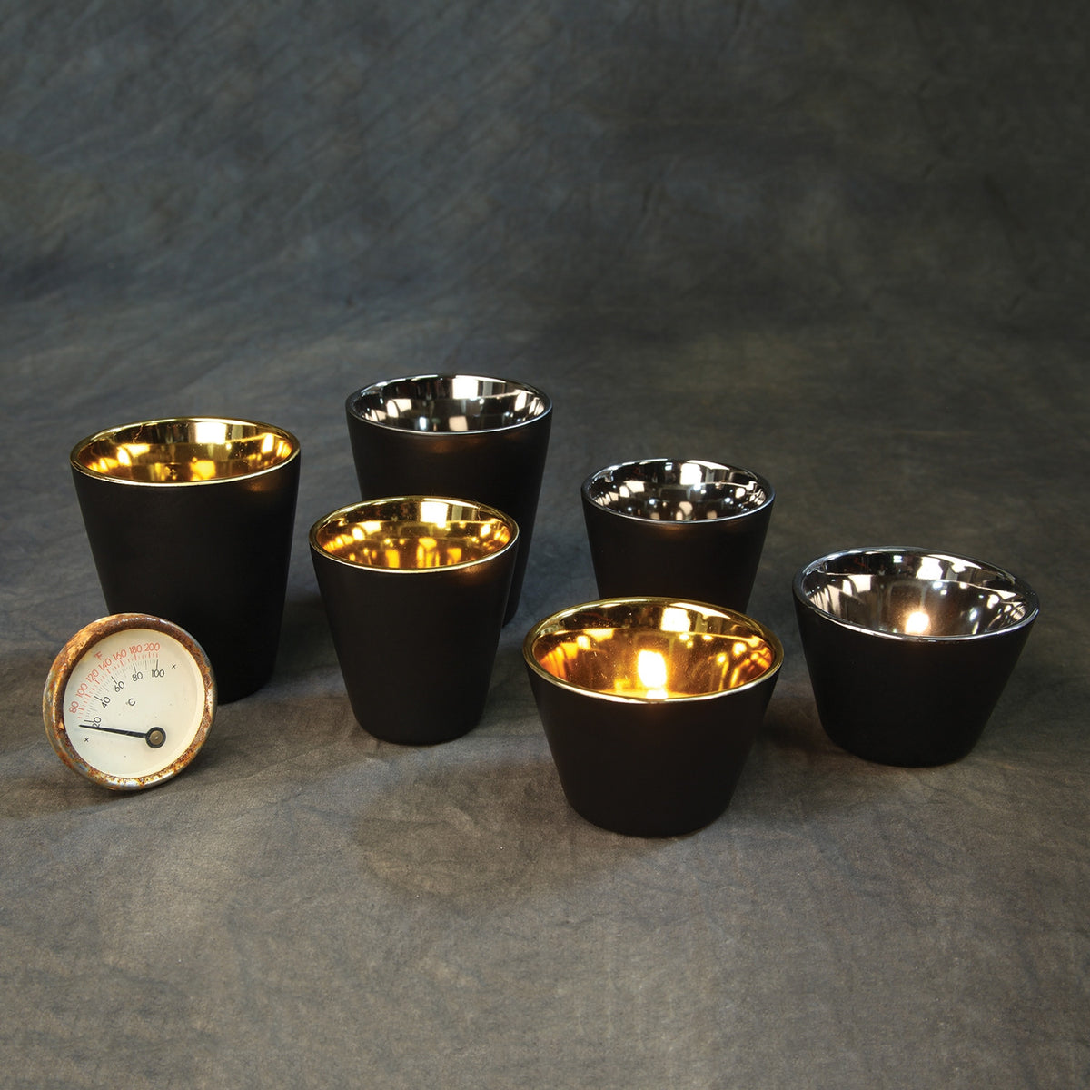 Gilt Ceramic Votive Cup Black