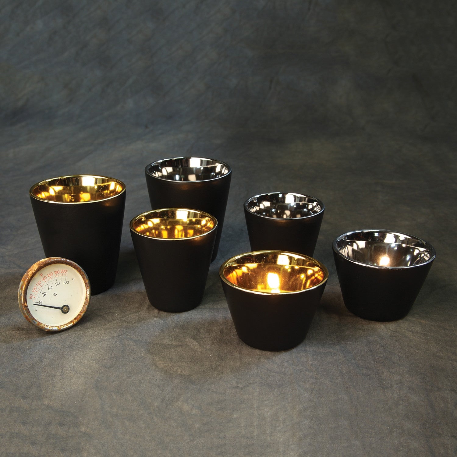 Gilt Ceramic Votive Cup Black