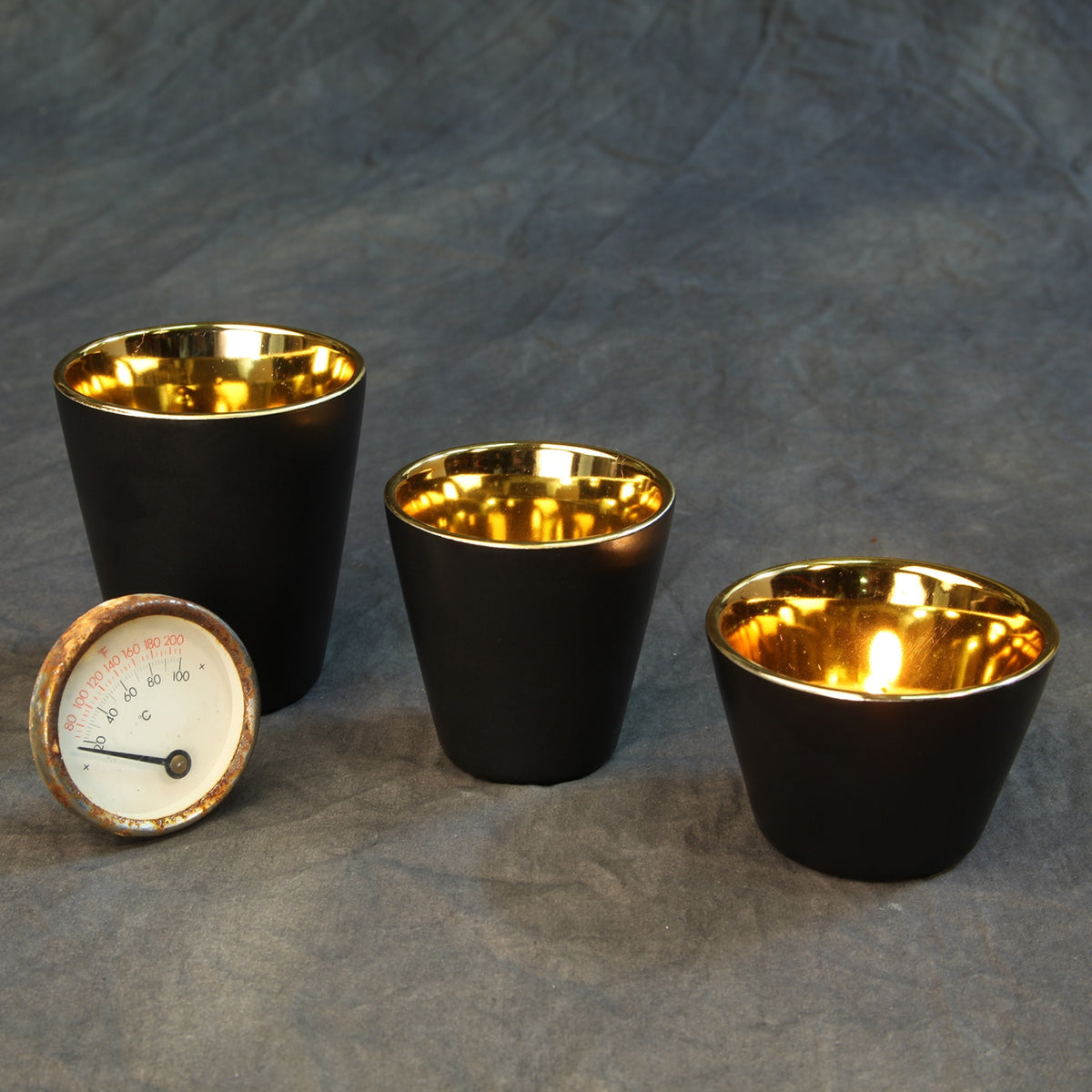Gilt Ceramic Votive Cup Black