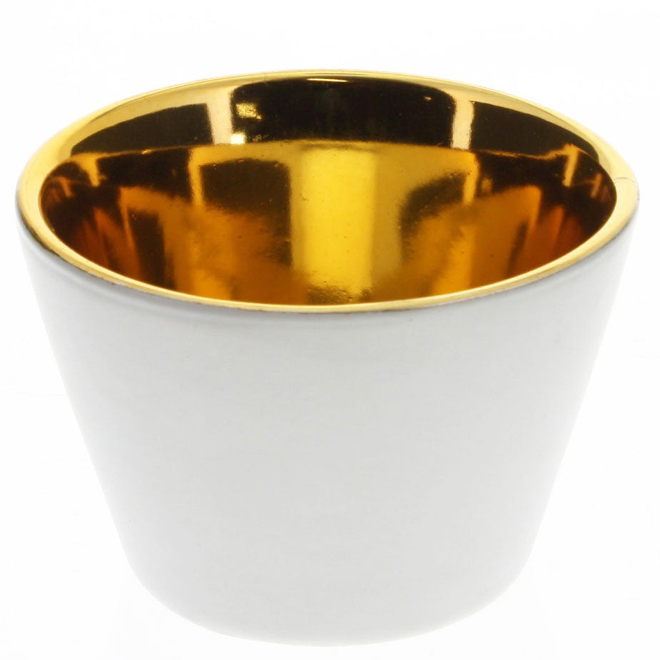 Gilt Ceramic Votive Cup White