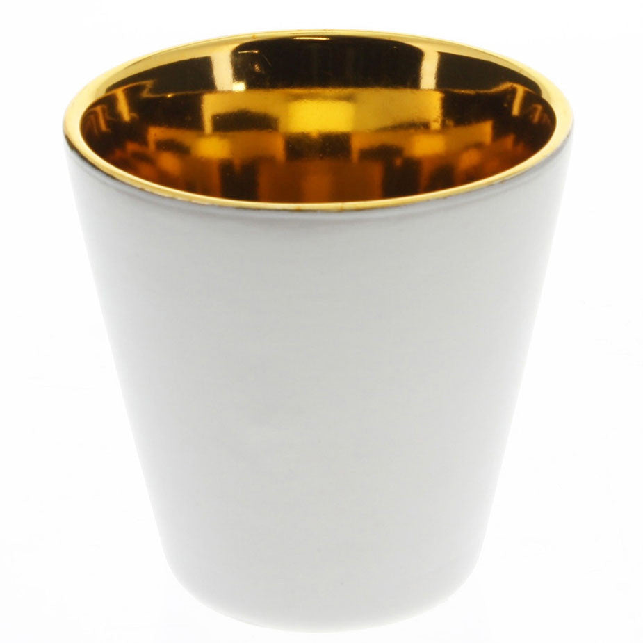 Gilt Ceramic Votive Cup White
