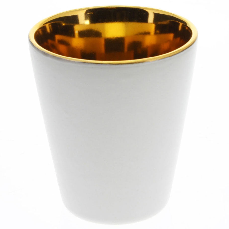 Gilt Ceramic Votive Cup White