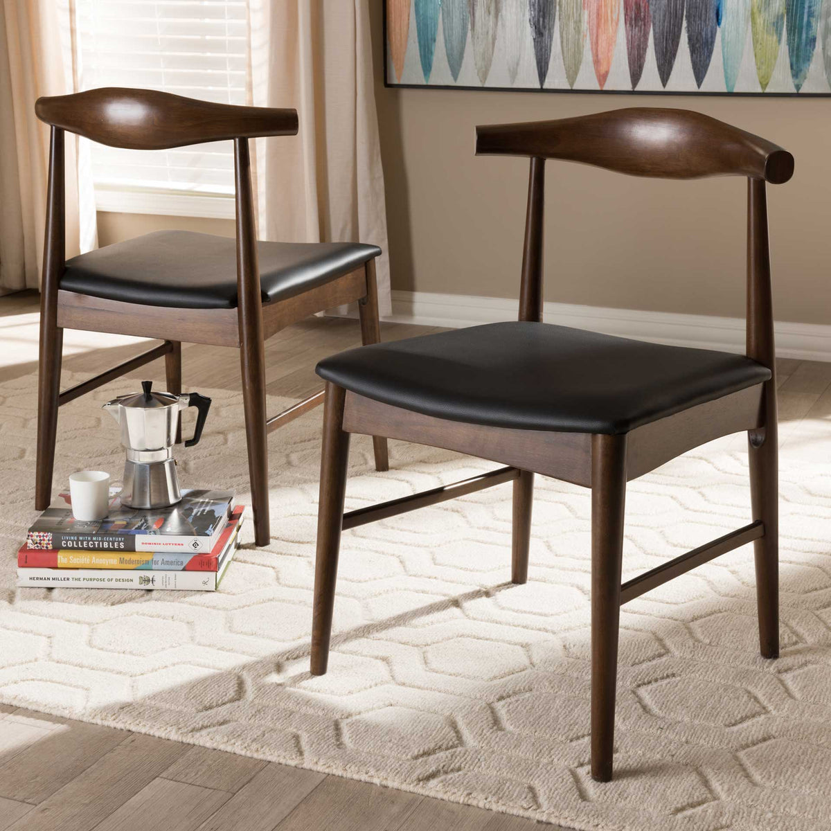 Wiley Dining Chair Black/Walnut (Set of 2)
