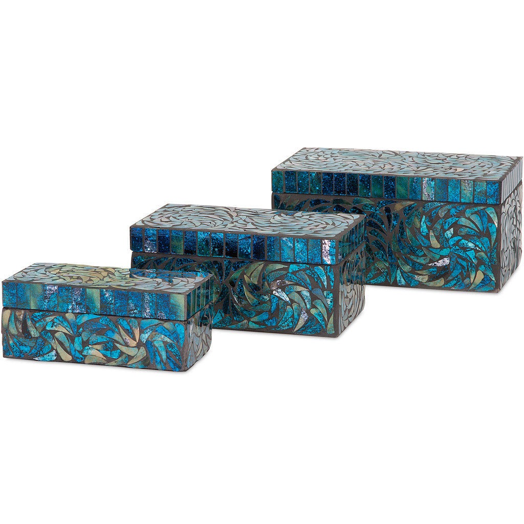 Peacock Mosaic Boxes (Set of 3)