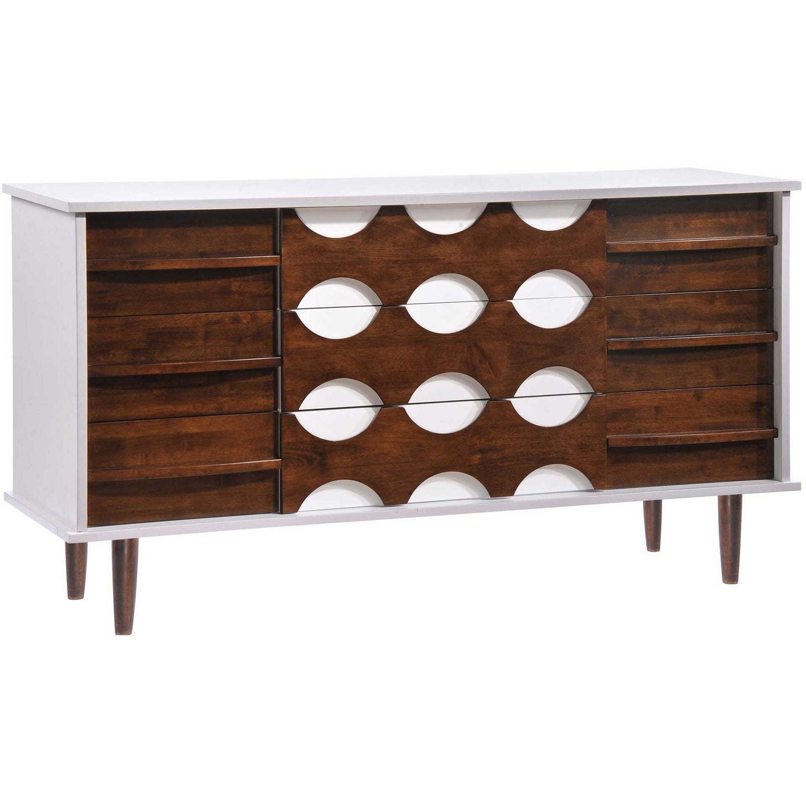 Seaton Double Dresser Walnut & White