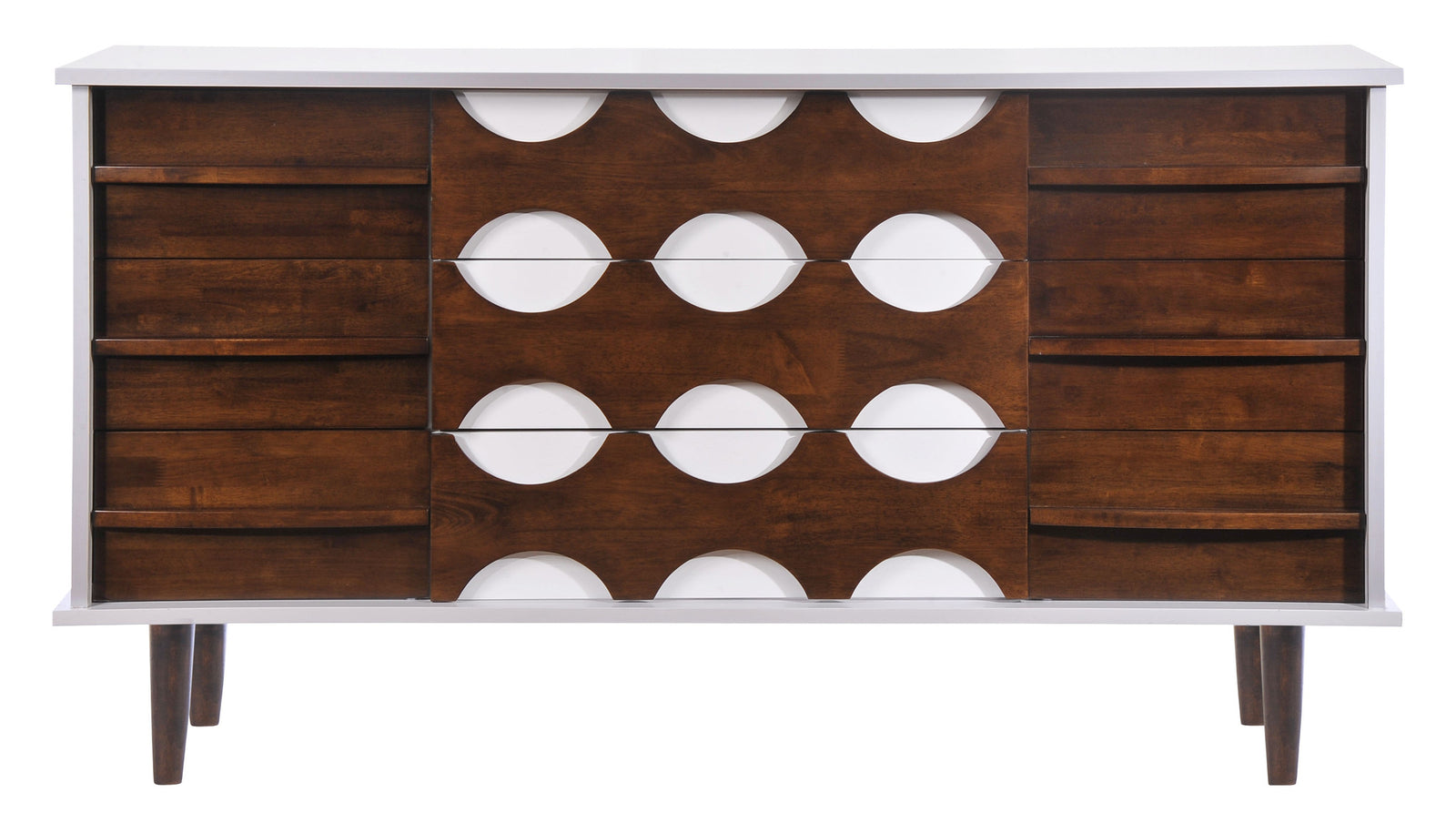 Seaton Double Dresser Walnut & White
