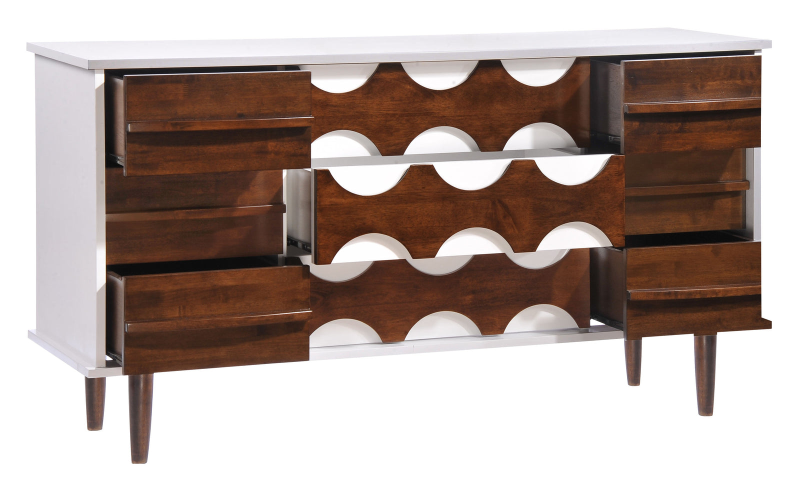 Seaton Double Dresser Walnut & White