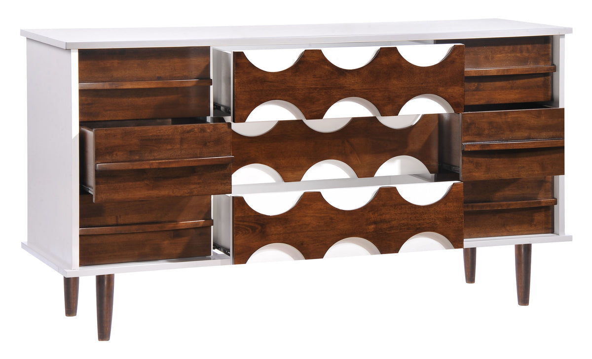 Seaton Double Dresser Walnut & White