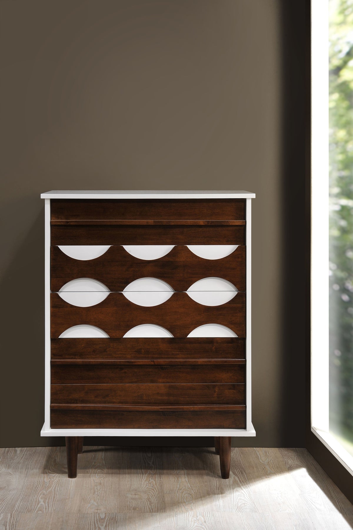 Seaton High Chest Walnut & White