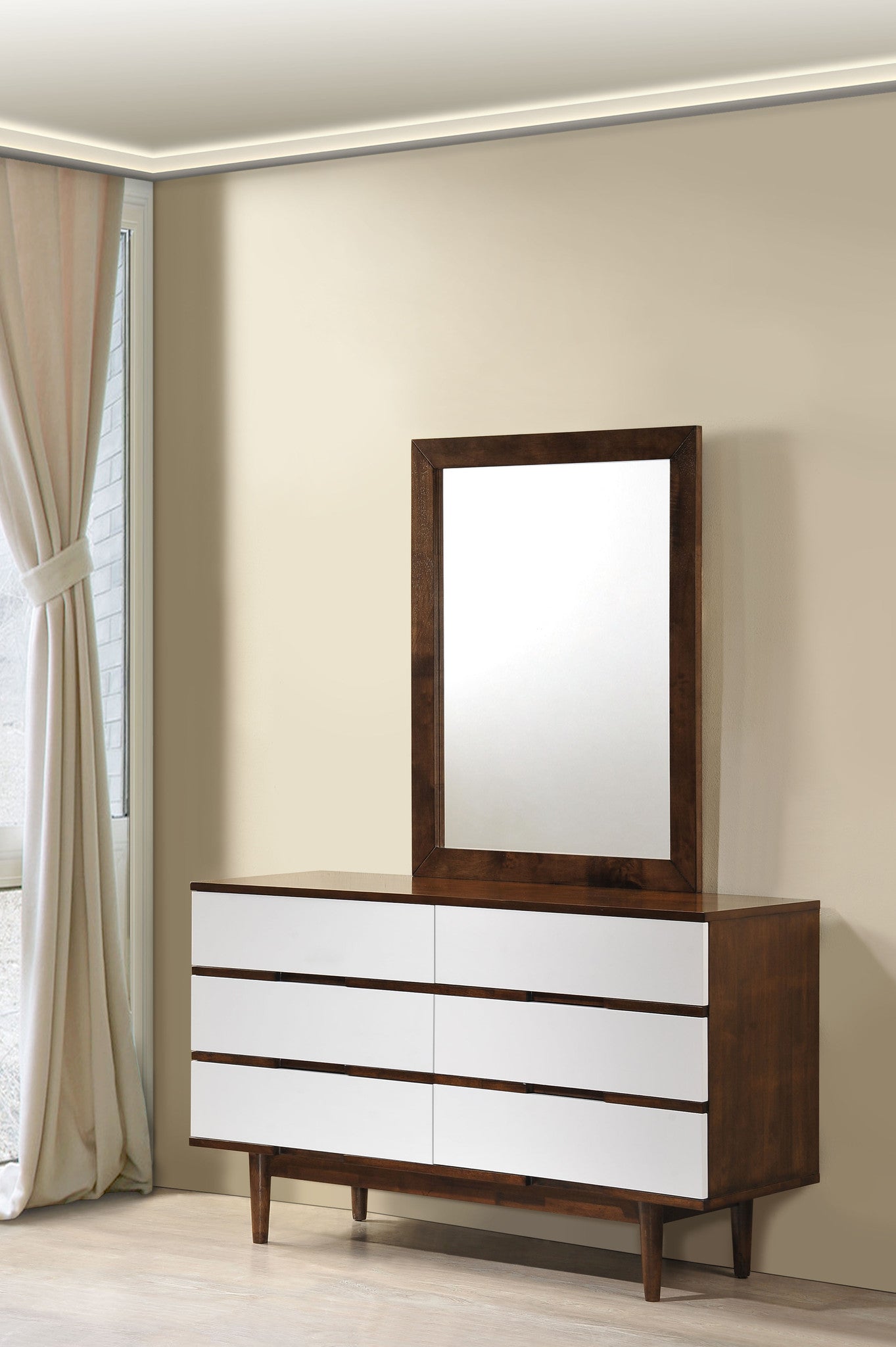 Lan Double Dresser Walnut & White