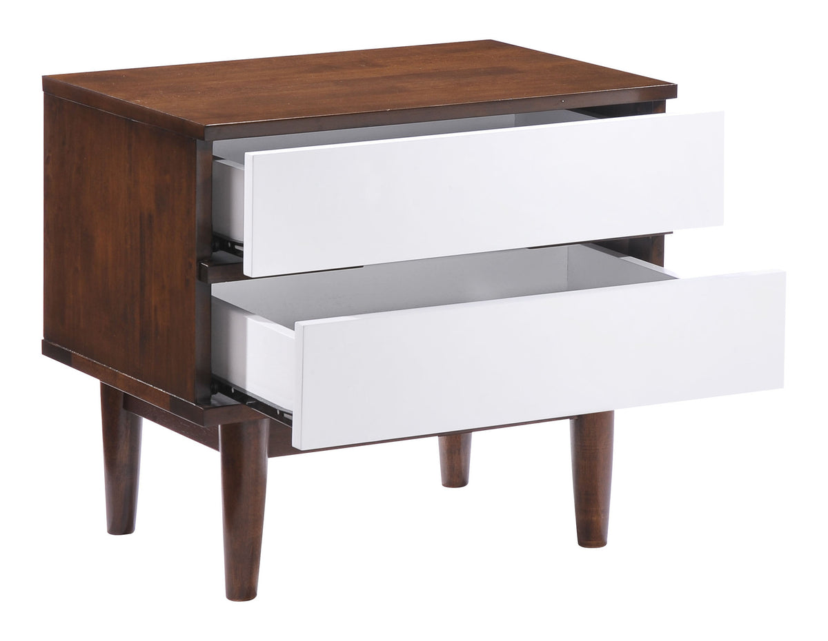 Lan Night Stand Walnut & White