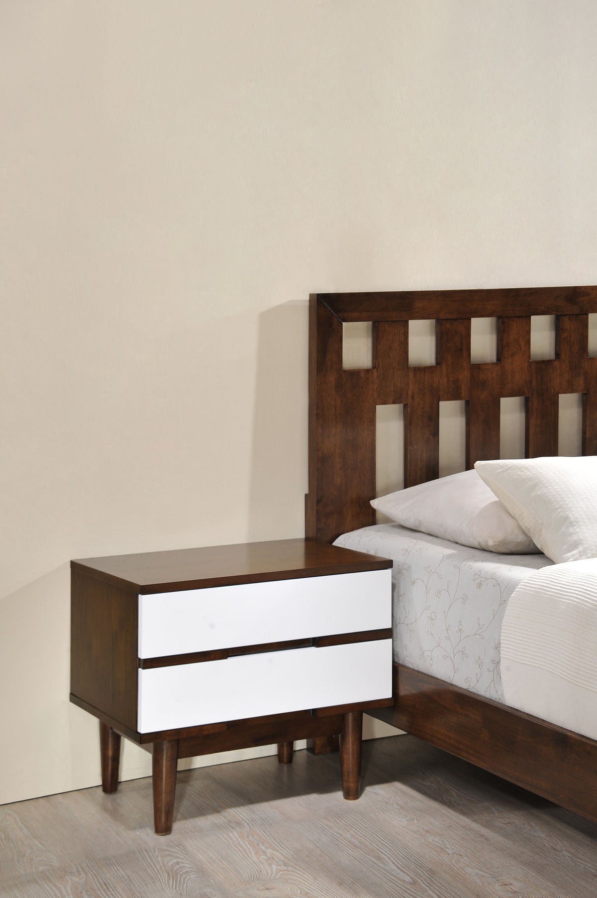 Lan Night Stand Walnut & White