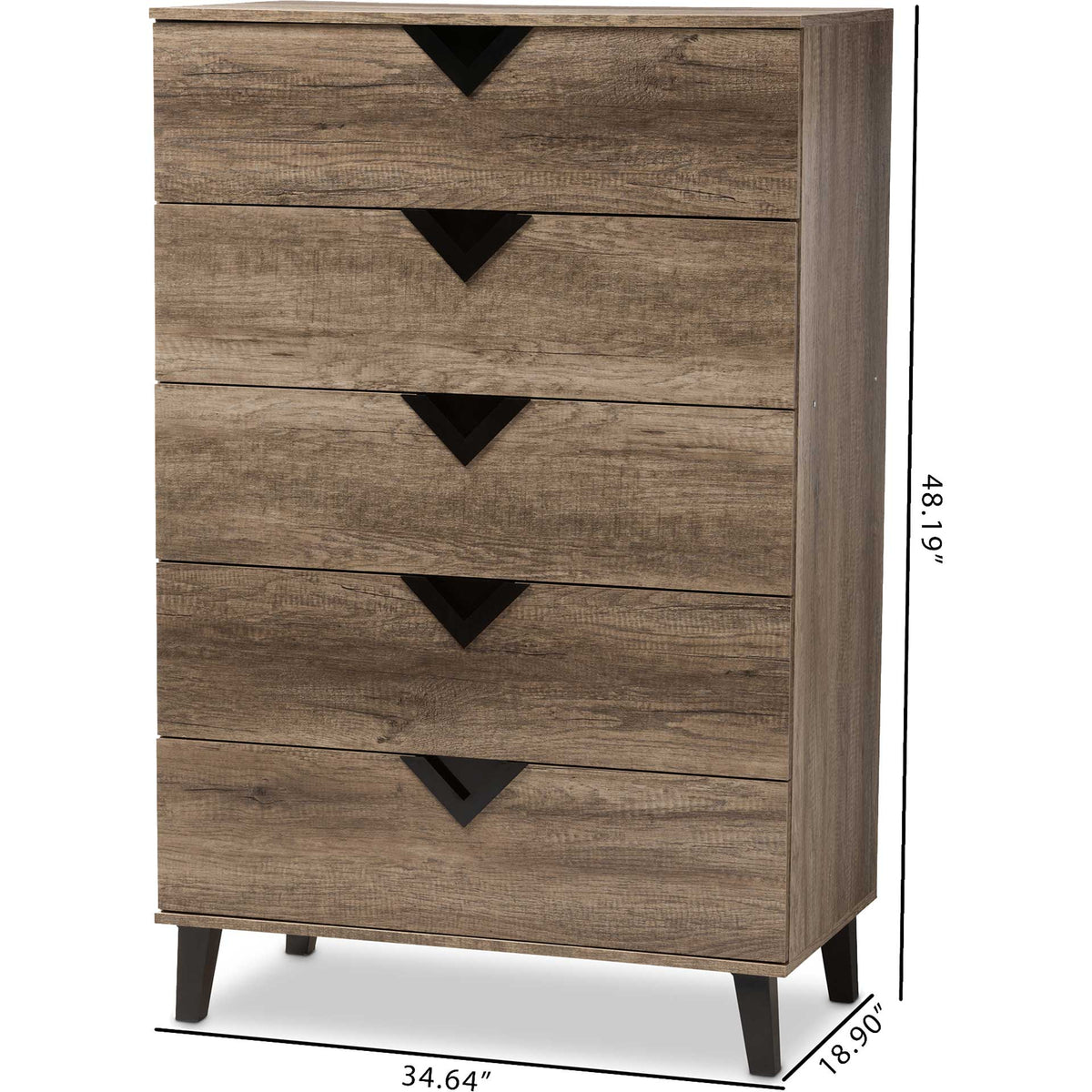 Waverly 5-Drawer Chest Light Brown