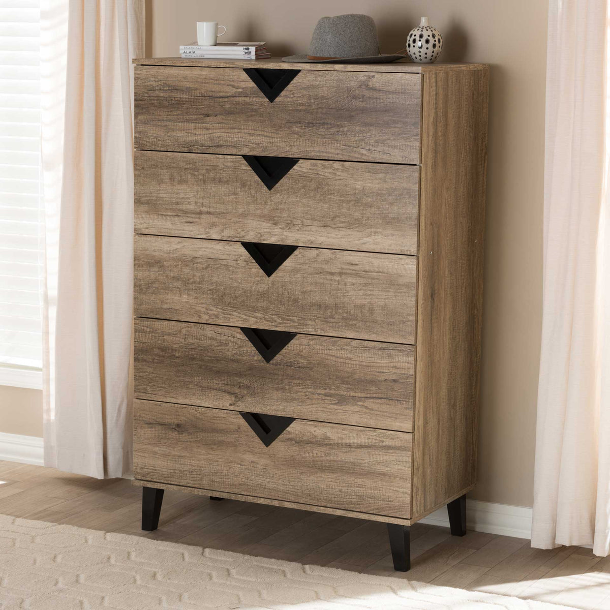Waverly 5-Drawer Chest Light Brown