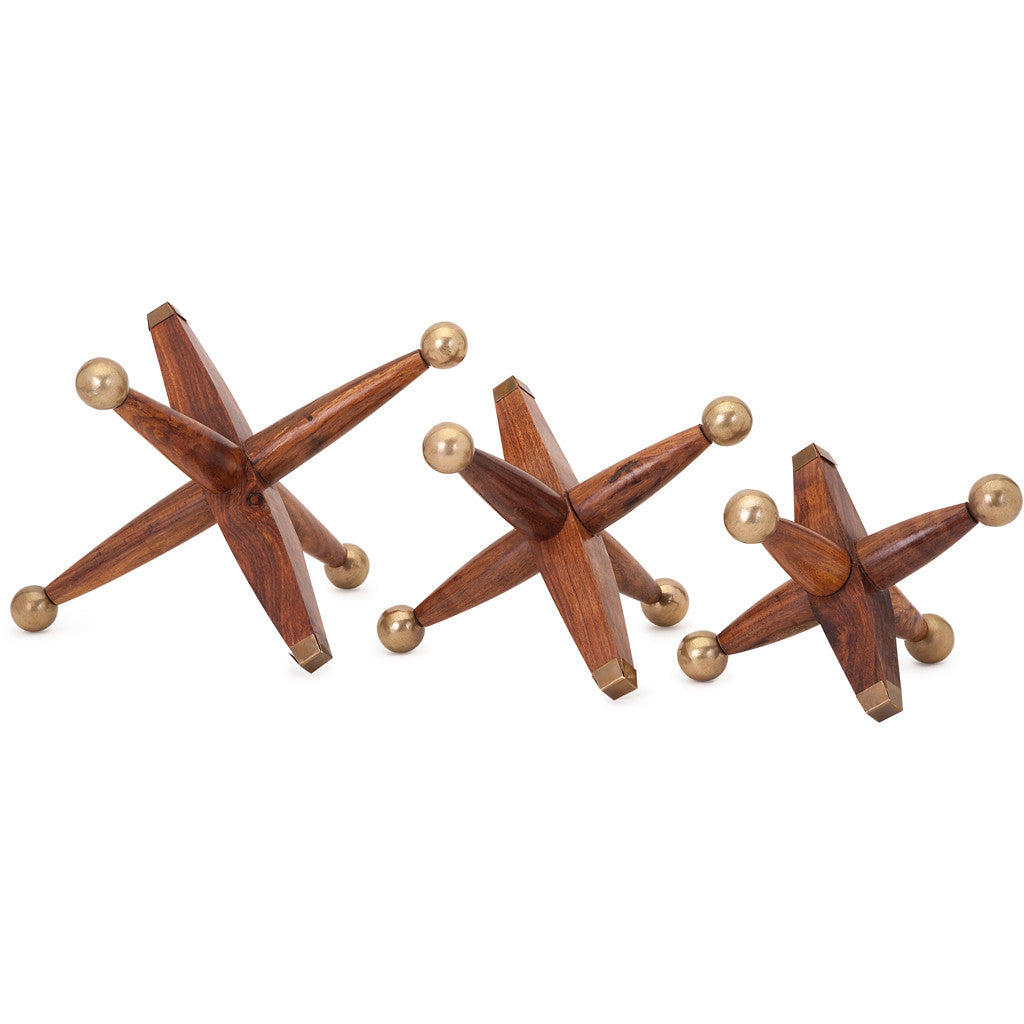 Bains 3-Piece Kushnick Wood and Metal Jacks
