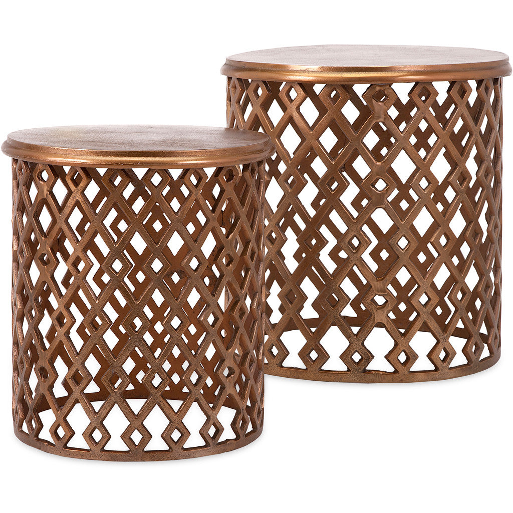 Bains 2-Piece Kushnick Copper Geometric Nesting Tables