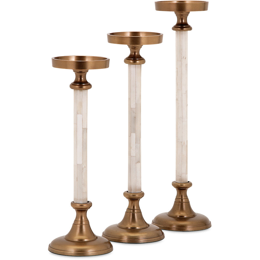 Bains 3-Piece Kushnick Bone Candlesticks