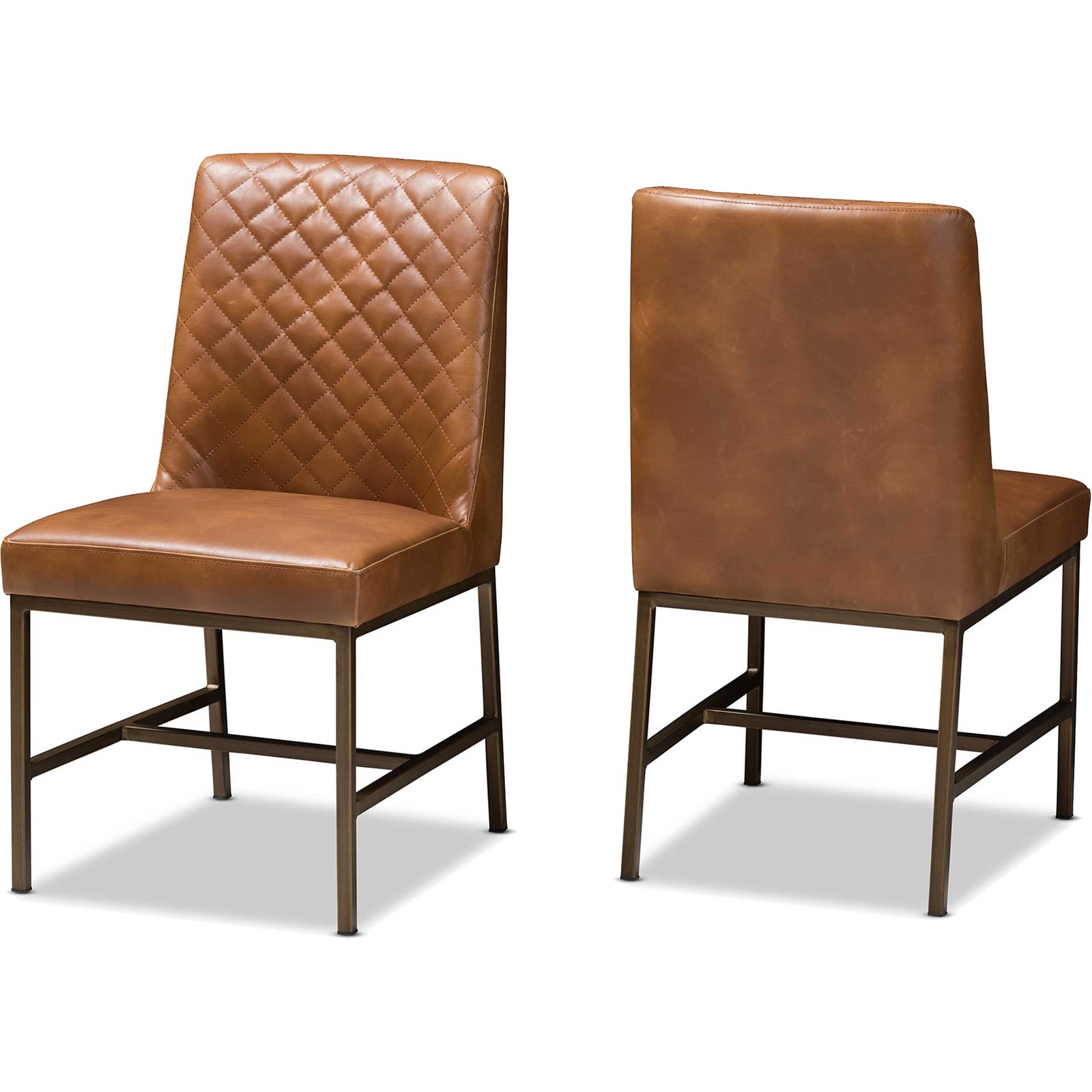 Mabelle Faux Leather Dining Chair Brown (Set of 2)