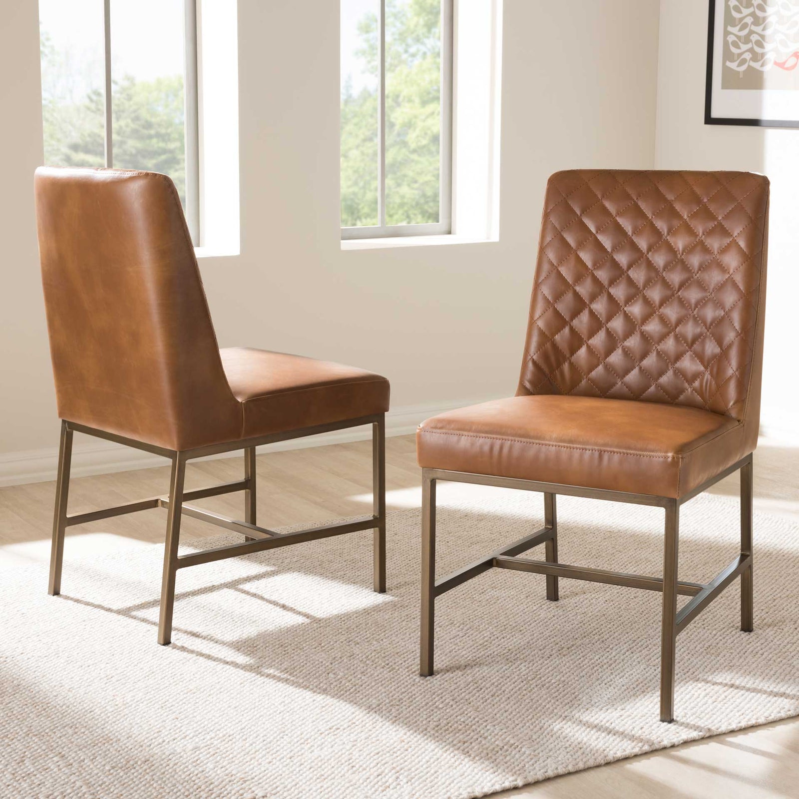 Mabelle Faux Leather Dining Chair Brown (Set of 2)