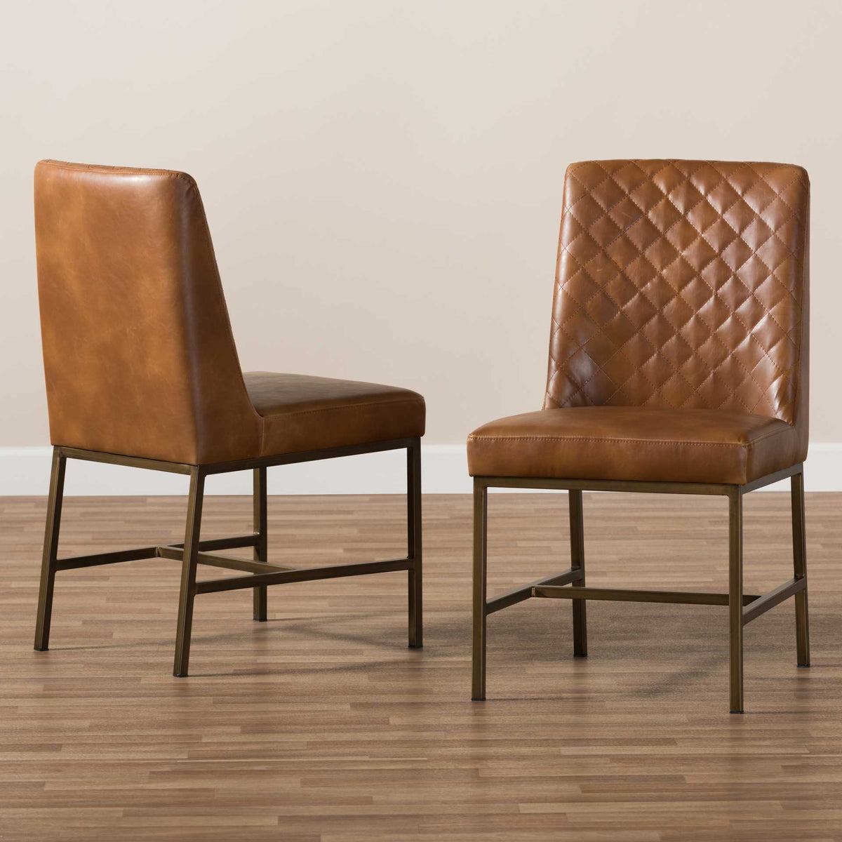 Mabelle Faux Leather Dining Chair Brown (Set of 2)