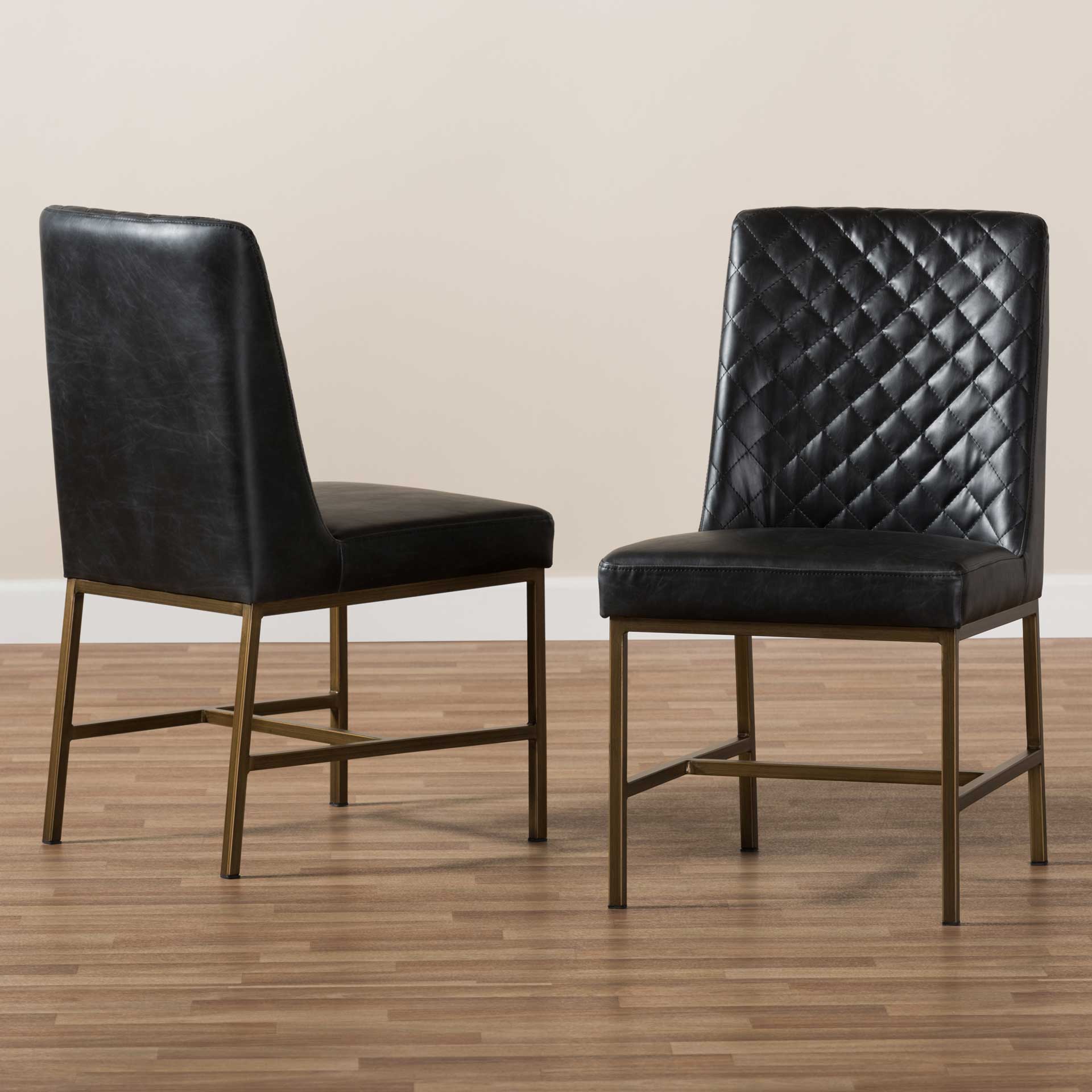 Mabelle Faux Leather Dining Chair Black (Set of 2)