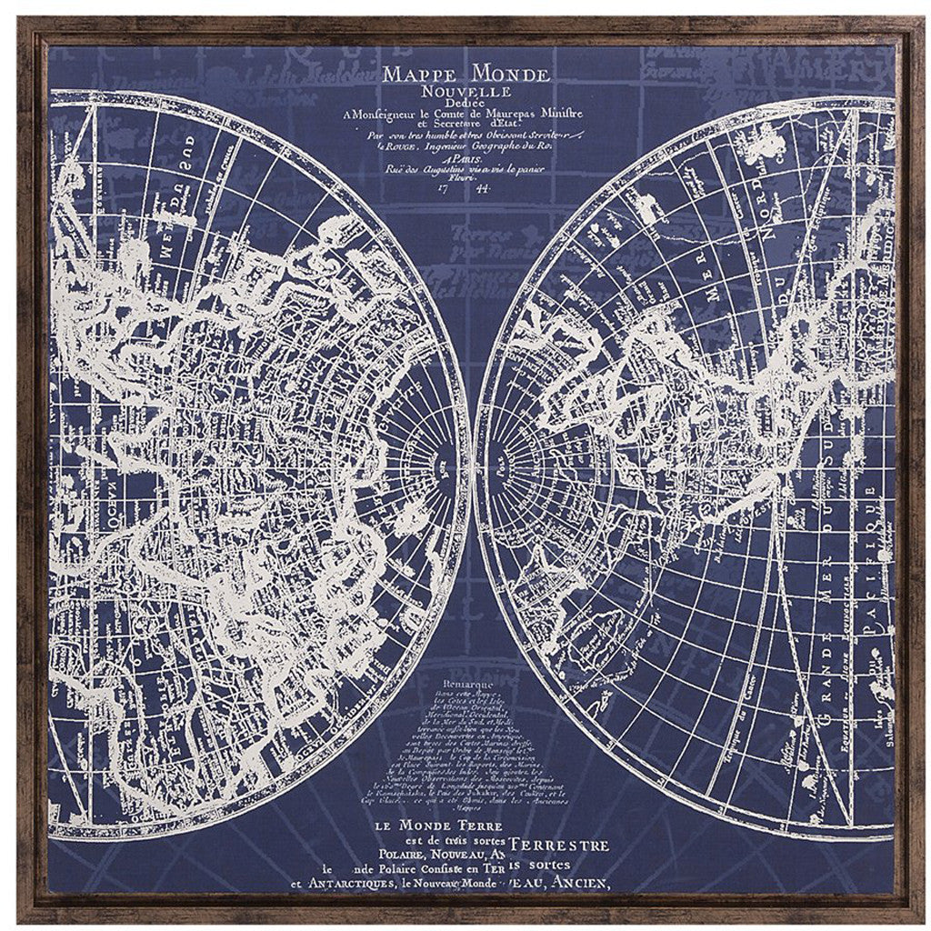 Highlands Framed Blue Map